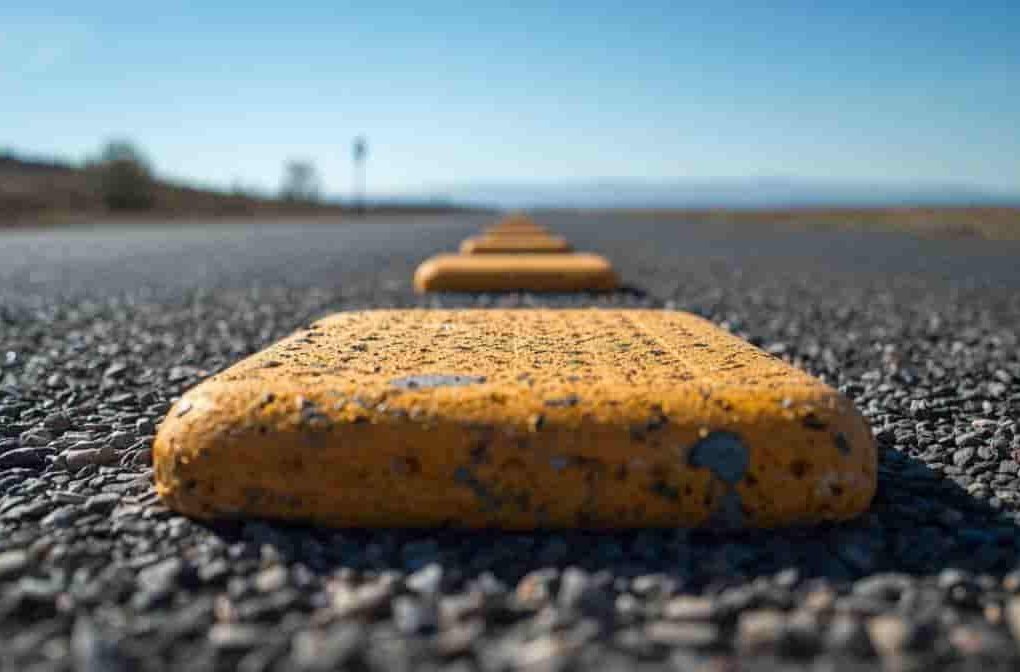 Speed bumps for sale installed in parking lot for traffic safety