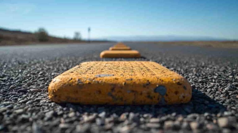Speed bumps for sale installed in parking lot for traffic safety