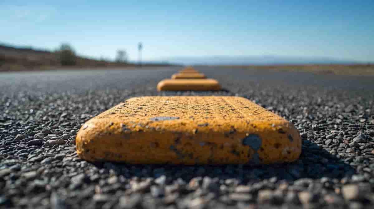 Speed bumps for sale installed in parking lot for traffic safety