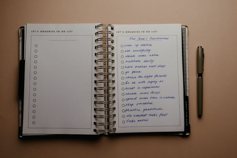 Daily routine and success habits planner in a notebook