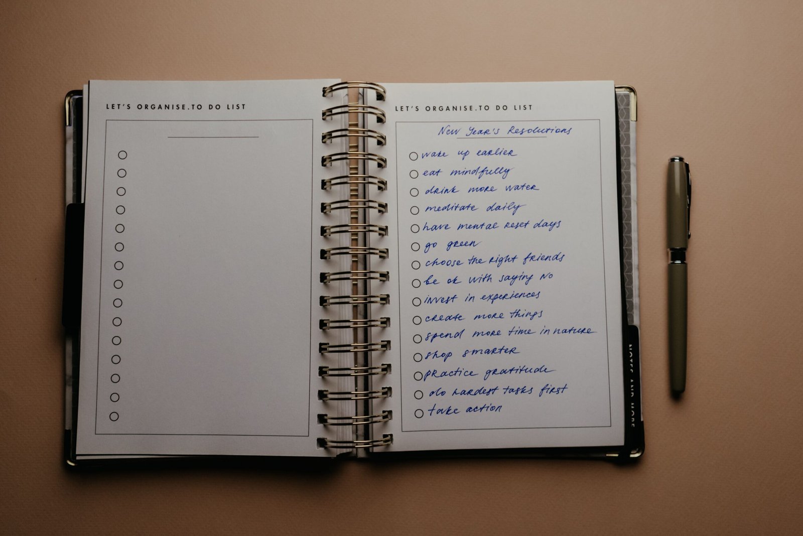 Daily routine and success habits planner in a notebook
