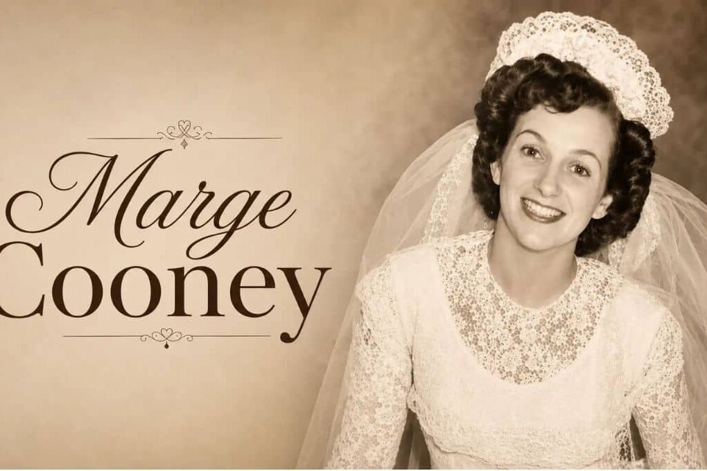 Marge Cooney biography feature image with vintage wedding portrait and family facts
