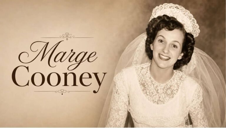 Marge Cooney biography feature image with vintage wedding portrait and family facts